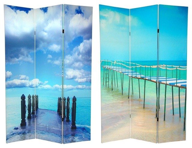 6 Tall Double Sided Ocean Room Divider Beach Style Screens And 6 Tall Double Sided Ocean Room Divider