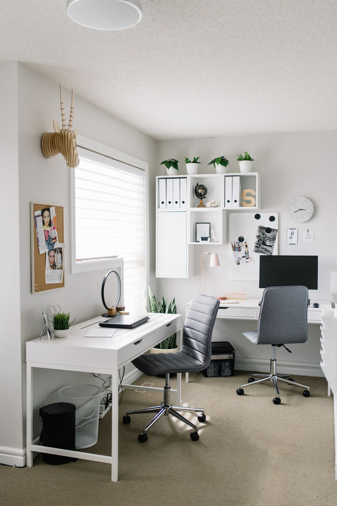 This is an example of a scandinavian home office in Edmonton.