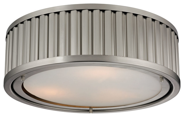 Brushed Nickel Linden 2-Light LED Flush Mount Ceiling Fixture