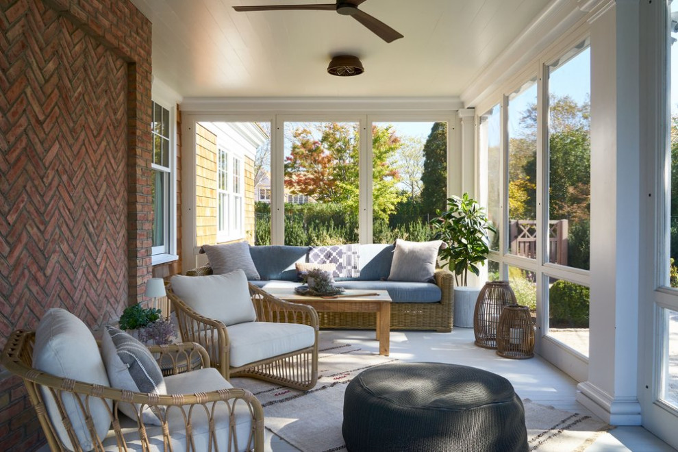 This is an example of a coastal porch design in New York.