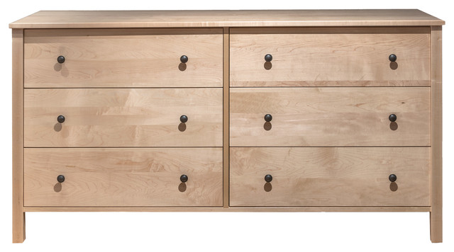 Addison 6 Drawer Double Dresser Natural Maple Transitional