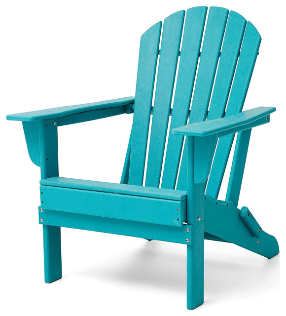 Foldable Adirondack Chair, Comfortable Slanted Seat and Slatted Back Contemporary Adirondack