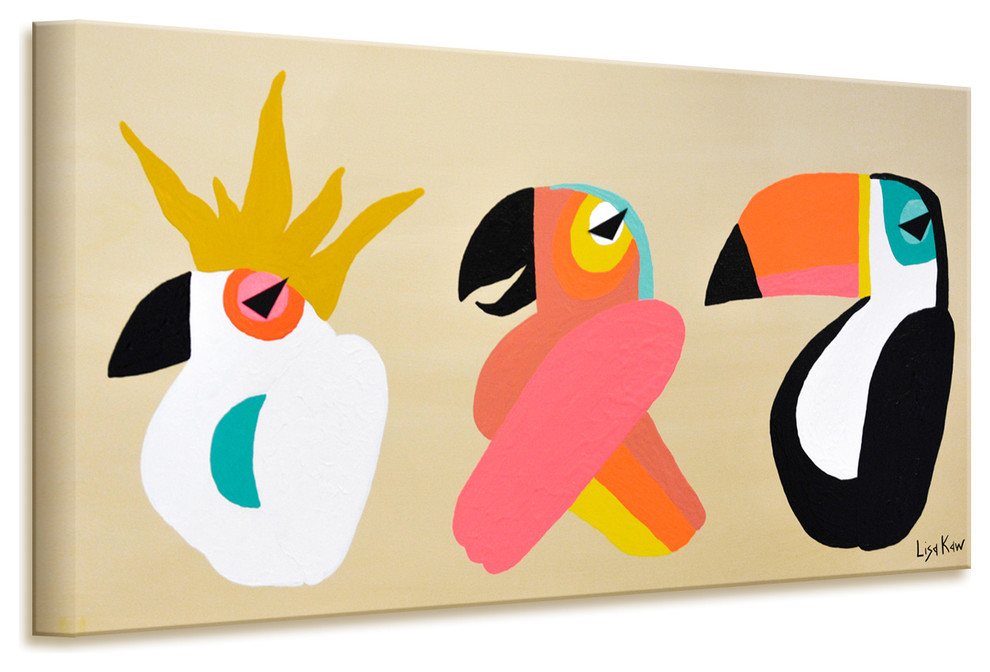 Tres Amigos Wrapped Canvas Tropical Bird Wall Art