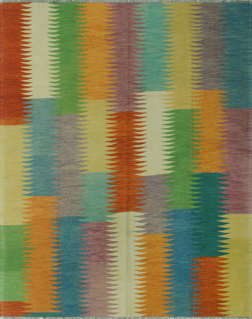 Winchester Kilim Muborak Rust Rug, 8'5 x 9'10 Contemporary Area