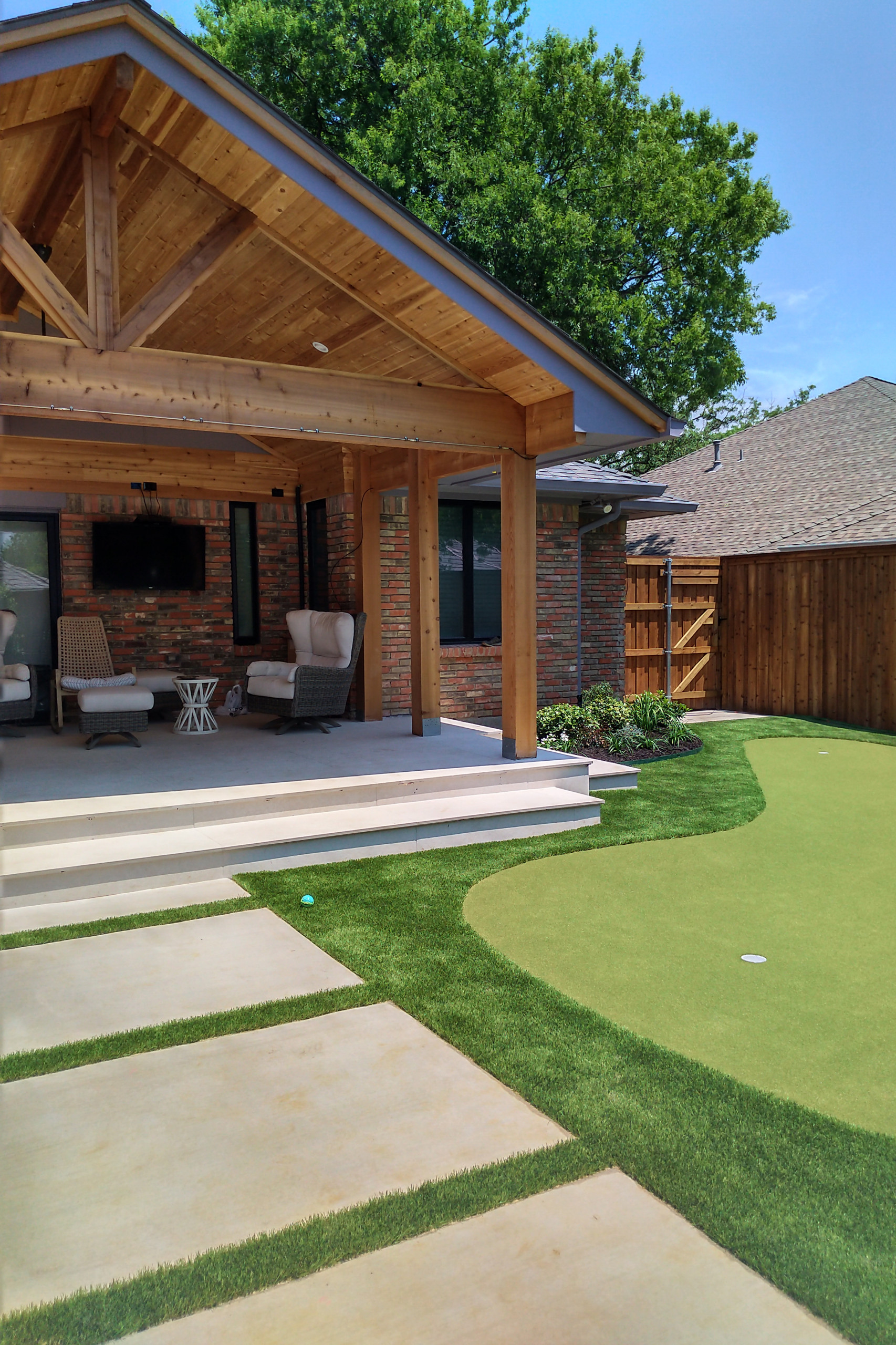 Middle Downs' Porch with putting green.