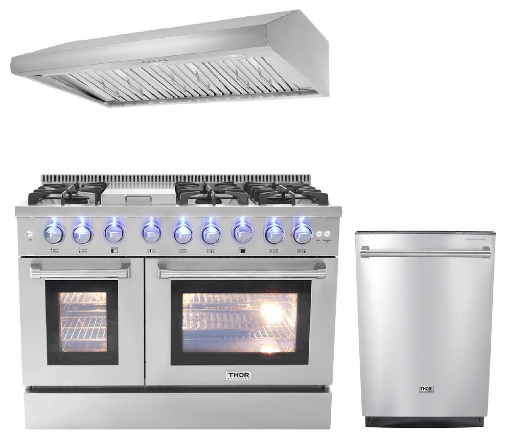 48" Gas range Thor Kitchen ProStyle 3 PKG Bundle Contemporary Gas