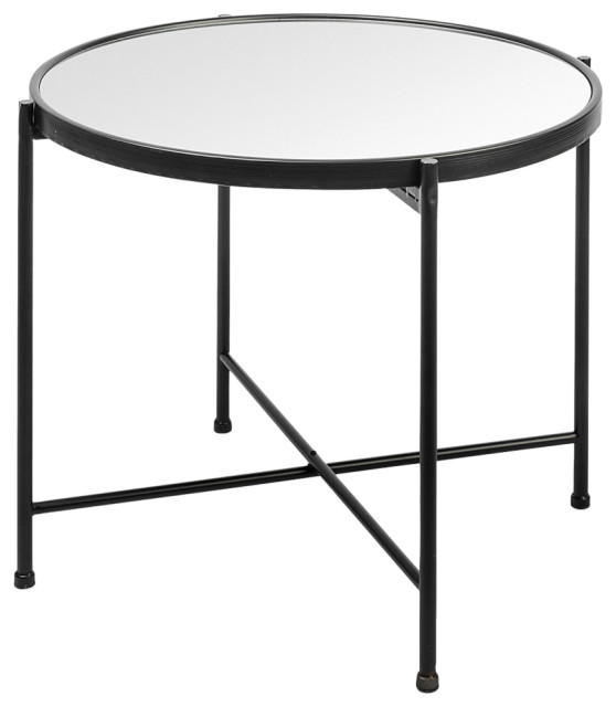 Samantha Large Black Mirror Top Accent Table Transitional Side Samantha large black mirror top accent table transitional side