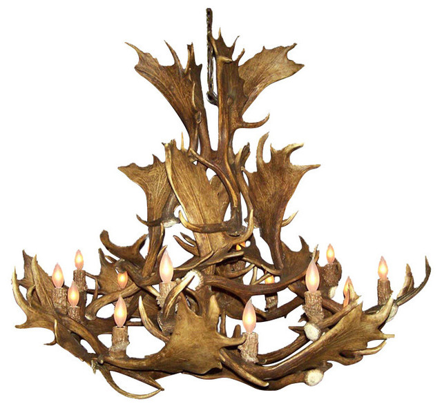 Real Antler Fallow Deer Custom Chandelier Light - Rustic - Chandeliers ...