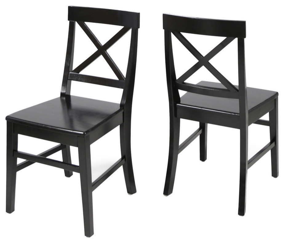 GDF Studio Truda Farmhouse Acacia Wood Dining Chairs, Set of 2