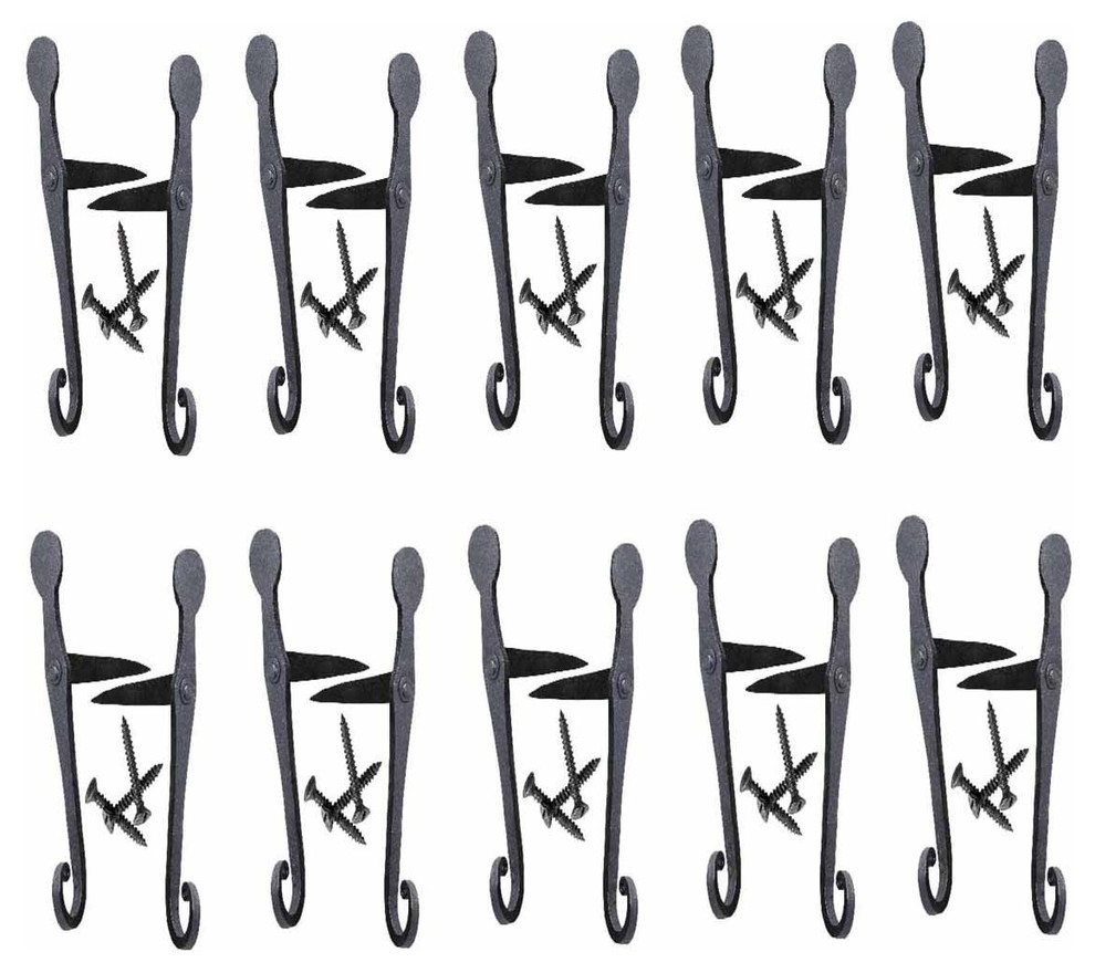 Shutter Dog Black Iron Pair Rat Tail for Masonry Traditional