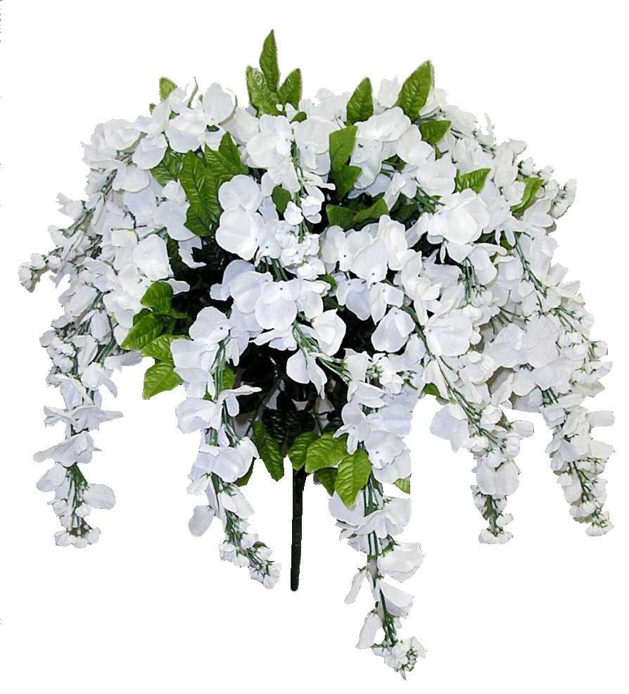 15 Stems Wisteria Long Hanging Bush Flowers, White