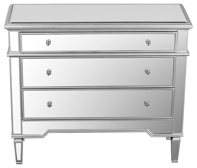 Mirrored 3 Drawer Accent Chest Transitional Accent Chests And