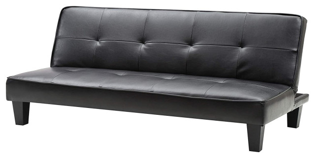 Modern Sleeper Sofa Armless Design, Modern Black Leather Sleeper Sofa