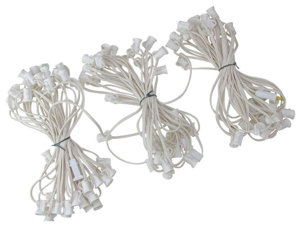 100' Commercial C7 Christmas Light Socket Set 12" Spacing 18 Gauge