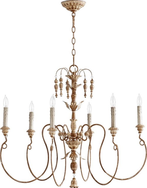 Six Light French Umber Up Chandelier