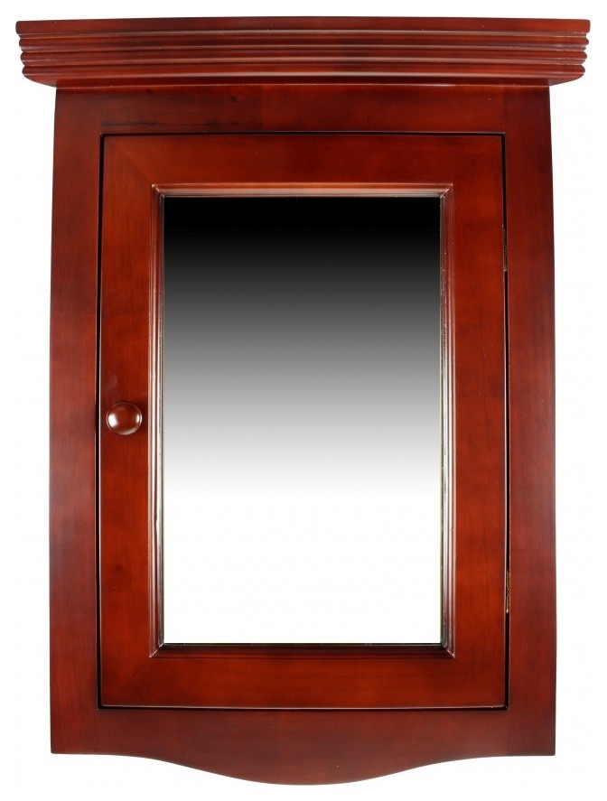 Cherry Hard Wood Bathroom Corner Wall Mount Medicine Mirror