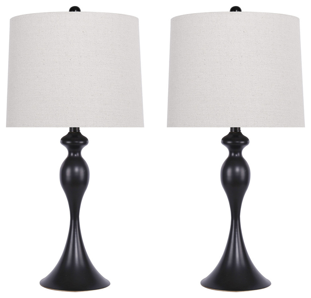 27" Oil-Rubbed Bronze Metal Table Lamps, Set of 2