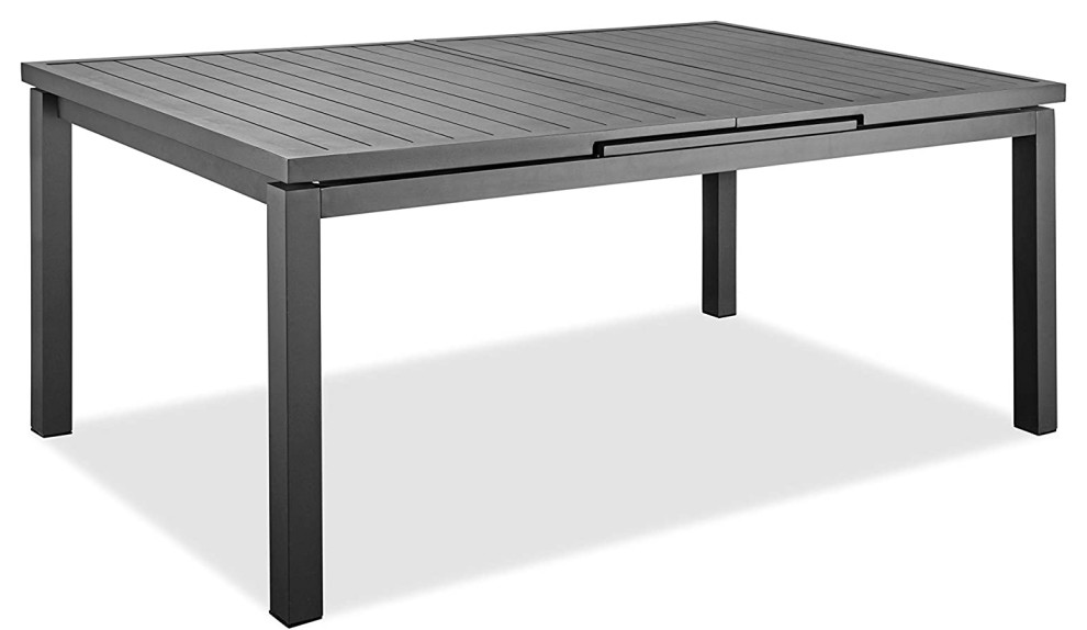 Extendable Outdoor Dining Table, Top With Automatic Adjustable Function, Gray