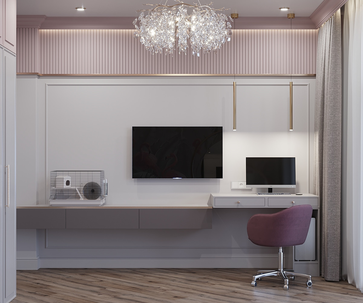 Комната для девочки. Дизайн проект квартиры в ЖК Ньютон