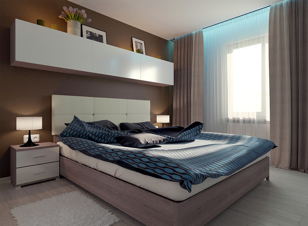 3d визуализация спальной комнаты для молодой пары