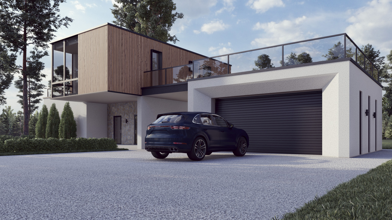 Проект двухэтажного дома в стиле Хайтек 253 кв.м