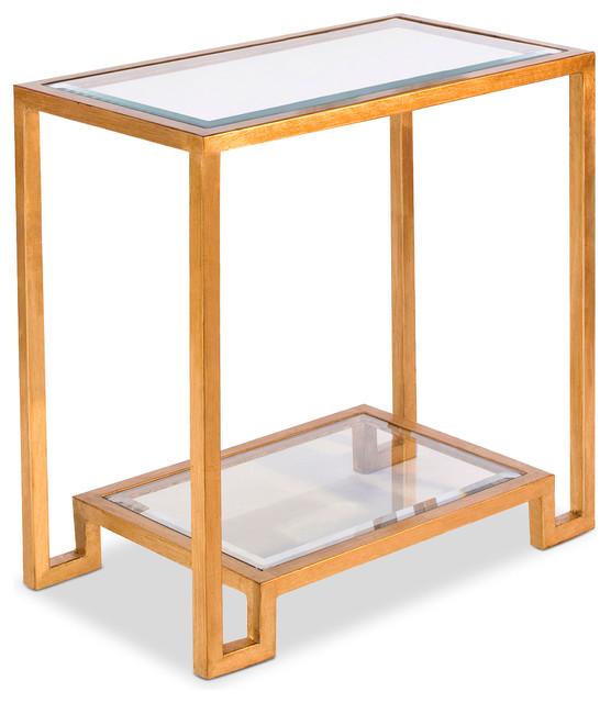 Hutton Hollywood Regency Gl Gold Leaf Side Table Transitional Hutton Hollywood Regency Gl Gold Leaf Side Table