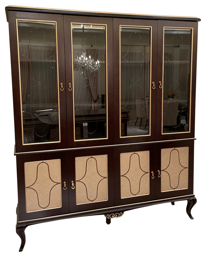 Woodway 82.68" Solid Wood Library Bookcase Traditional Bookcases