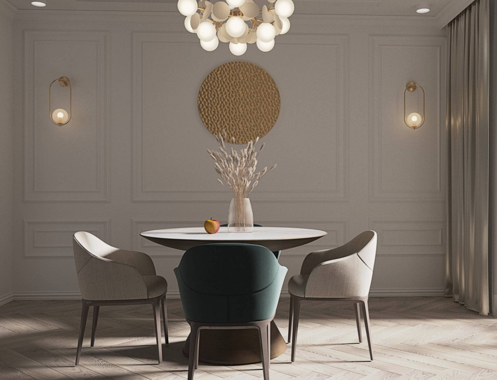 Кухня и гостинная в стиле неоклассика