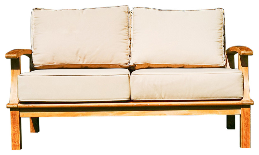 Pavilion 57" Teak Outdoor Sofa Transitional Outdoor Loveseats by