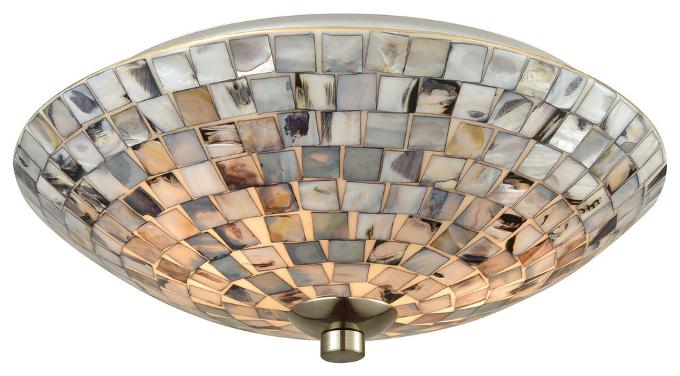 Coastal / Beach 2 Light Flush Mount in Satin Nickel Finish Beach