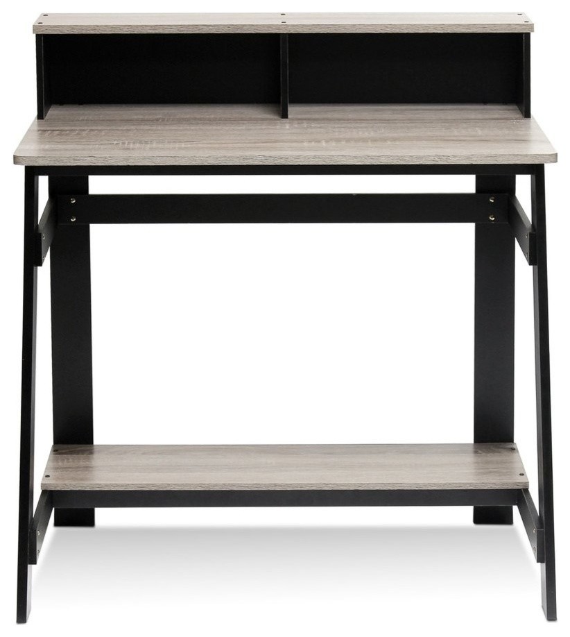 Furinno 14054BK/GYW Simplistic a Frame Computer Desk ...