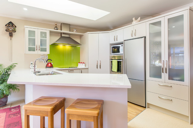 Touchtex Pavement Kitchen with Green Splashback eclectic-kitchen