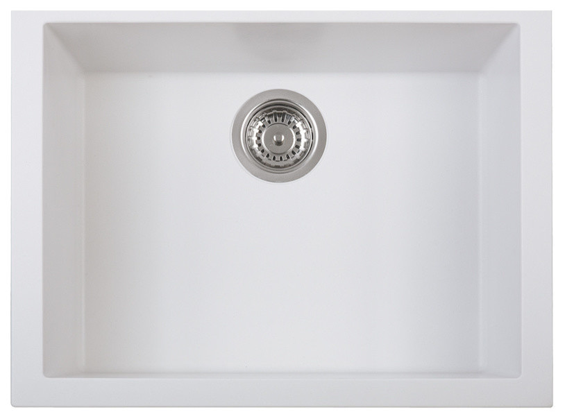 ONE Series 23" Undermount Single-Bowl Granite Sink in Milk White