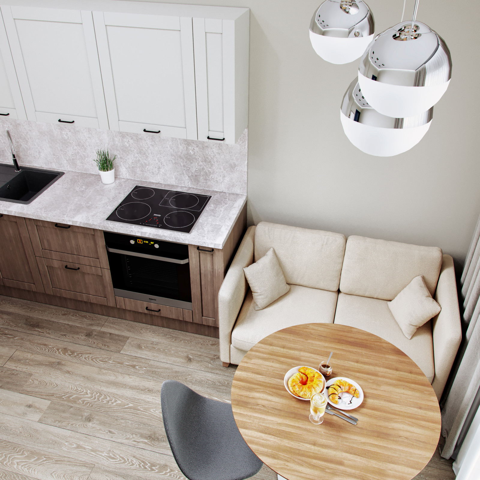 Дизайн двухкомнатной квартиры 44 м2