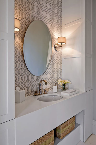 Example of a mid-sized transitional master white tile and mosaic tile home design design in Boston with white cabinets
