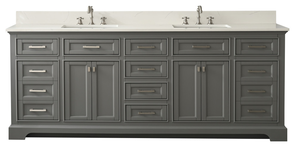 Milano Double Vanity, Gray - Transitional - Bathroom Vanities And Sink ...