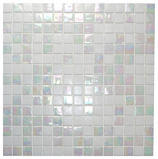 Mixed Cloud White Glimmer Gl Tile Traditional Mosaic Mixed Cloud White Glimmer Gl Tile