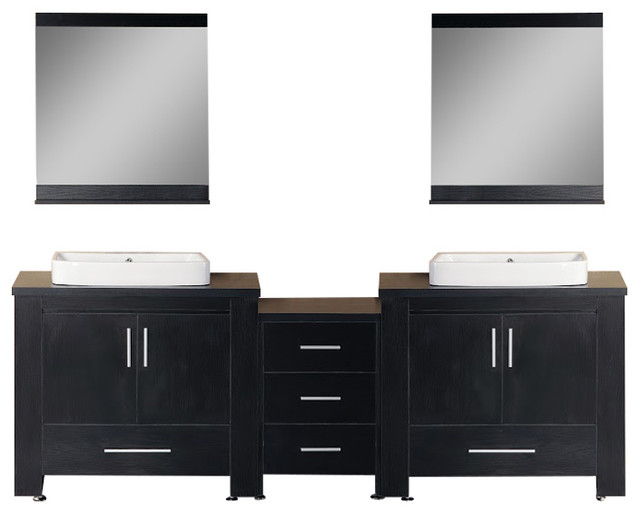 Washington 92" Double Sink Vanity Set, Espresso Contemporary
