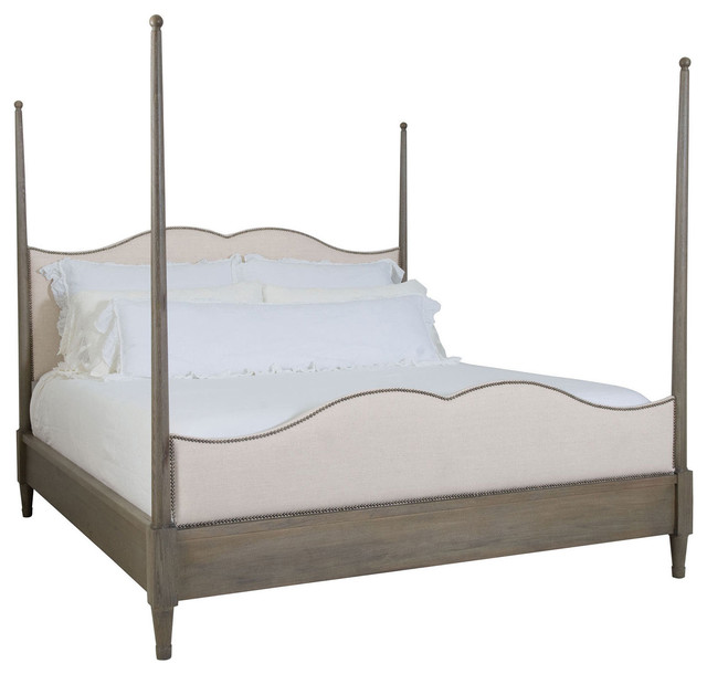 Marietta French Country Linen Oak Post Queen Bed, King