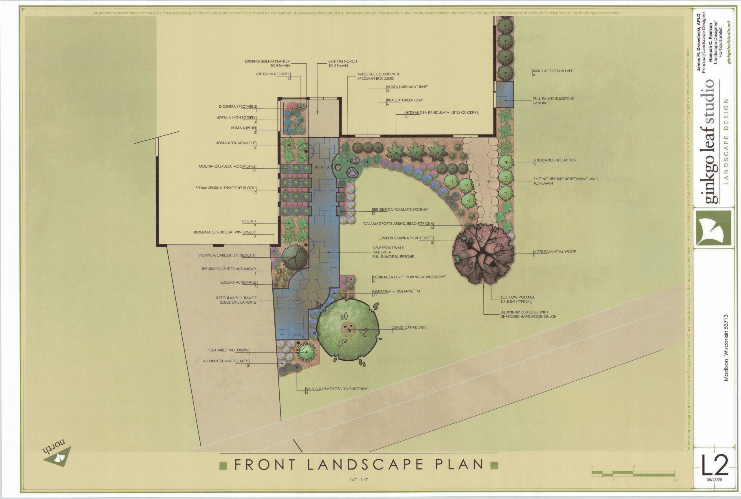 Mid-Century Ranch Front Yard Landscape Plan- Madison, WI