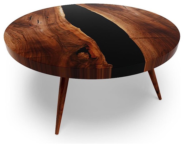 Walnut Round Coffee Table Midcentury Coffee Tables by Arditi Design Inc Houzz