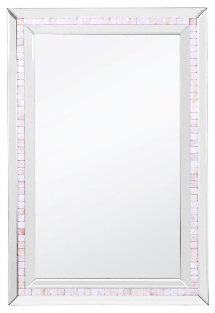 Camden Isle Mosaic Tiled Frame Wall Mirror with Beveled Mirrored Glass