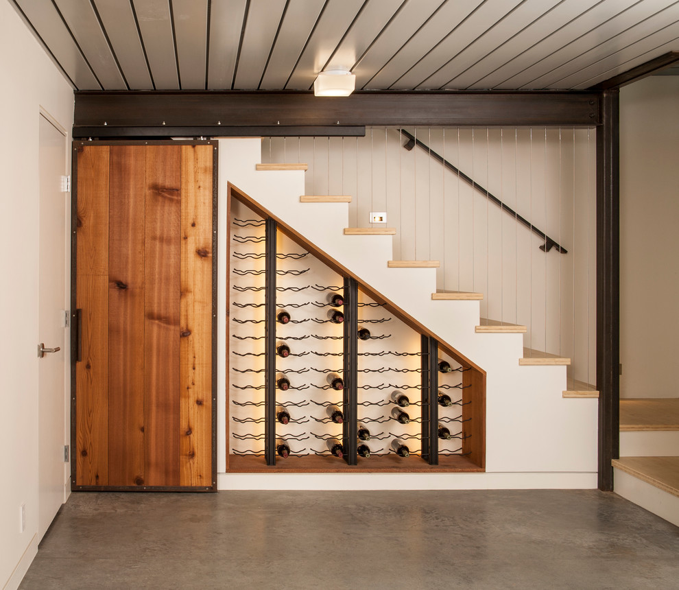 Photo of a contemporary basement in Seattle.