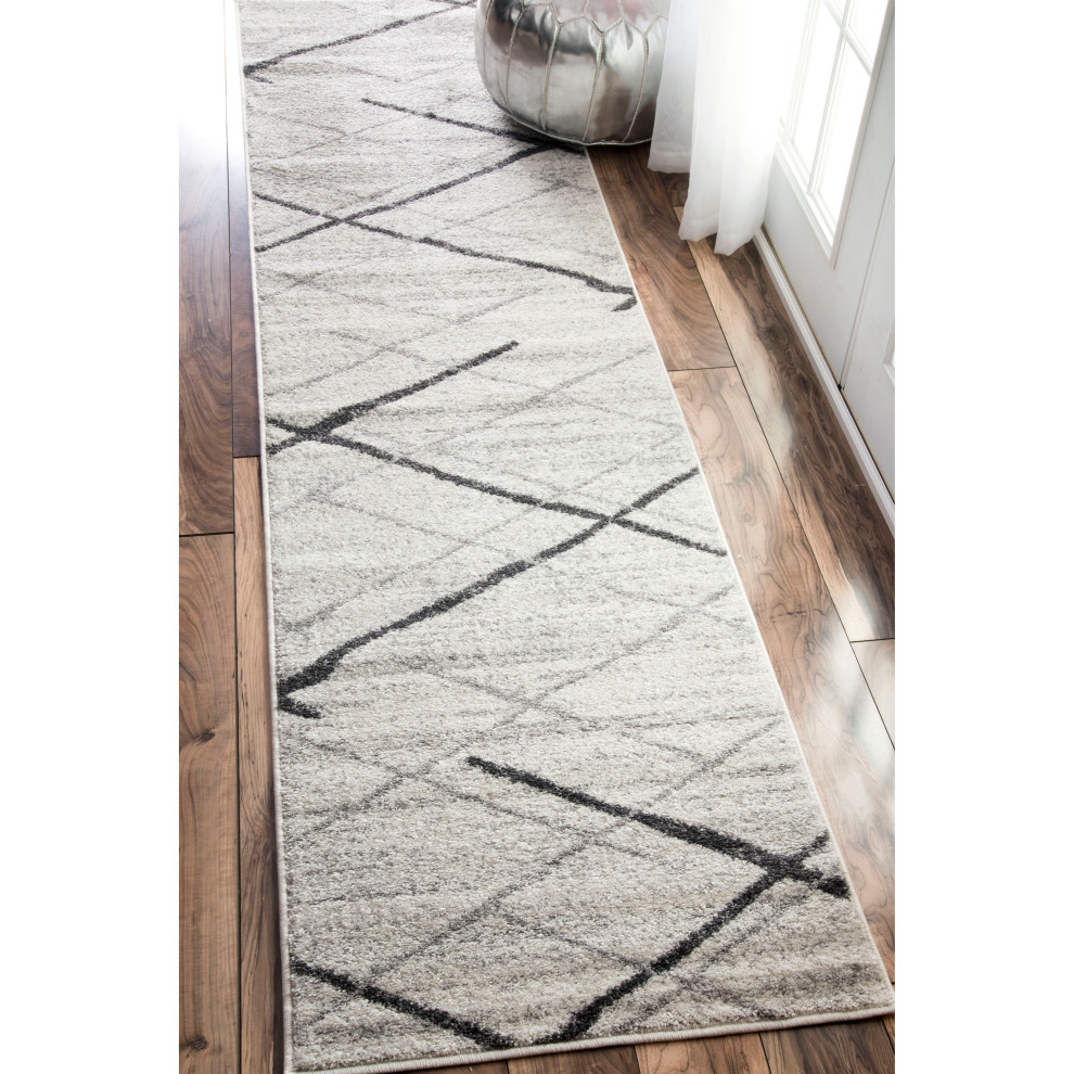 nuLOOM Thigpen Striped Contemporary Area Rug, Gray, 2'6"x12'