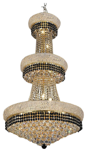 Crystal Chandelier Trimmed With Black Crystal