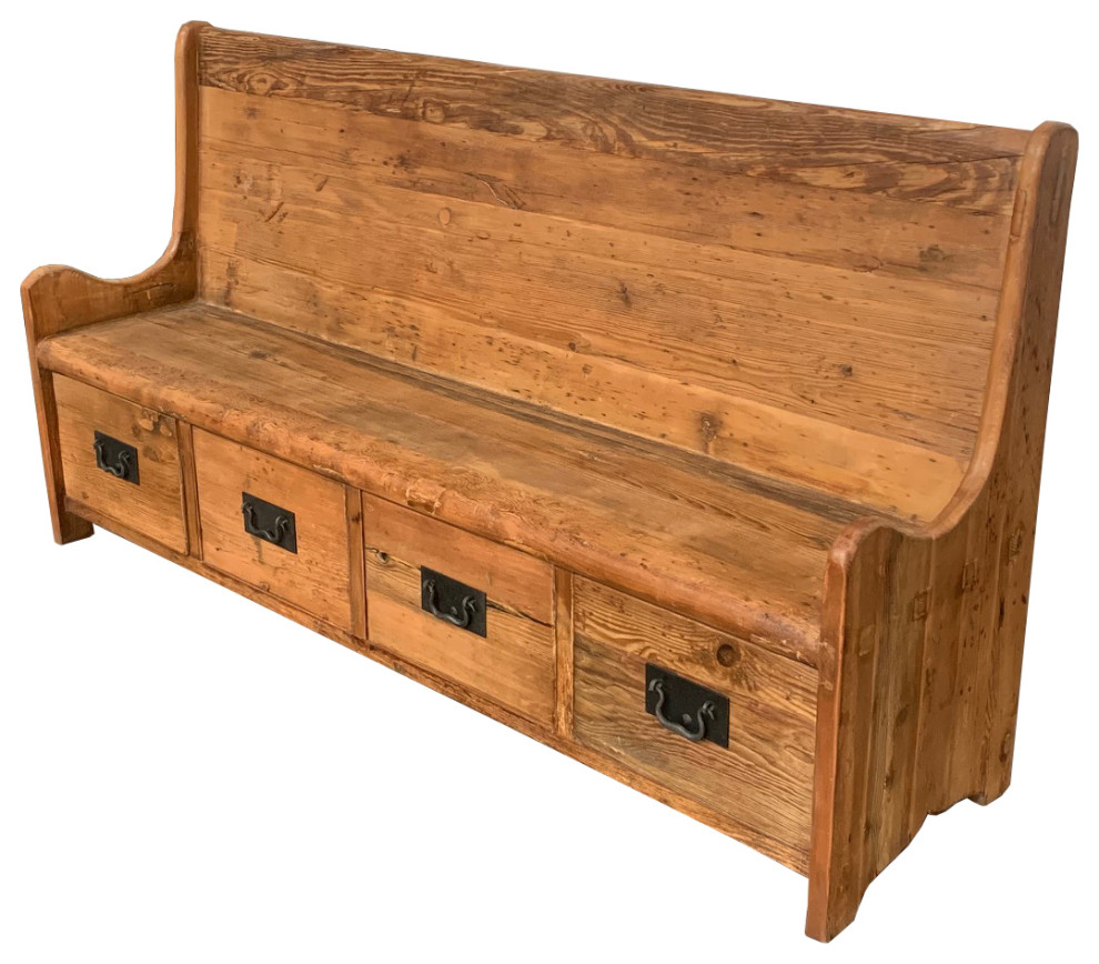 72 Stained Oak Church Pew with Storage also available in Pine