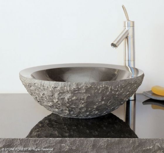Beveled Round Sink Chiseled Eclectic Bathroom Sinks By