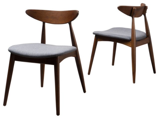 Issaic Mid-Century Modern Dining Chairs, Charcoal/Walnut, Set of 2