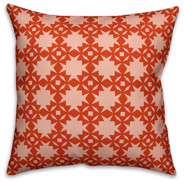 Folk Southwestern Pattern, Red Outdoor Throw Pillow Contemporary Outdoor Cushions And