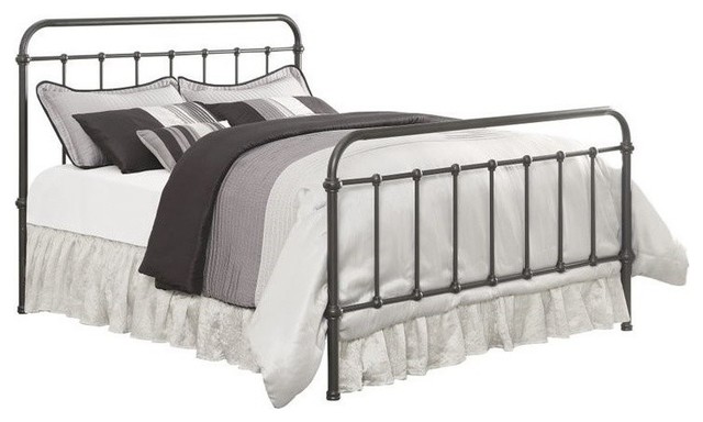 Bowery Hill Traditional Metal Full Metal Spindle Bed in Dark Bronze